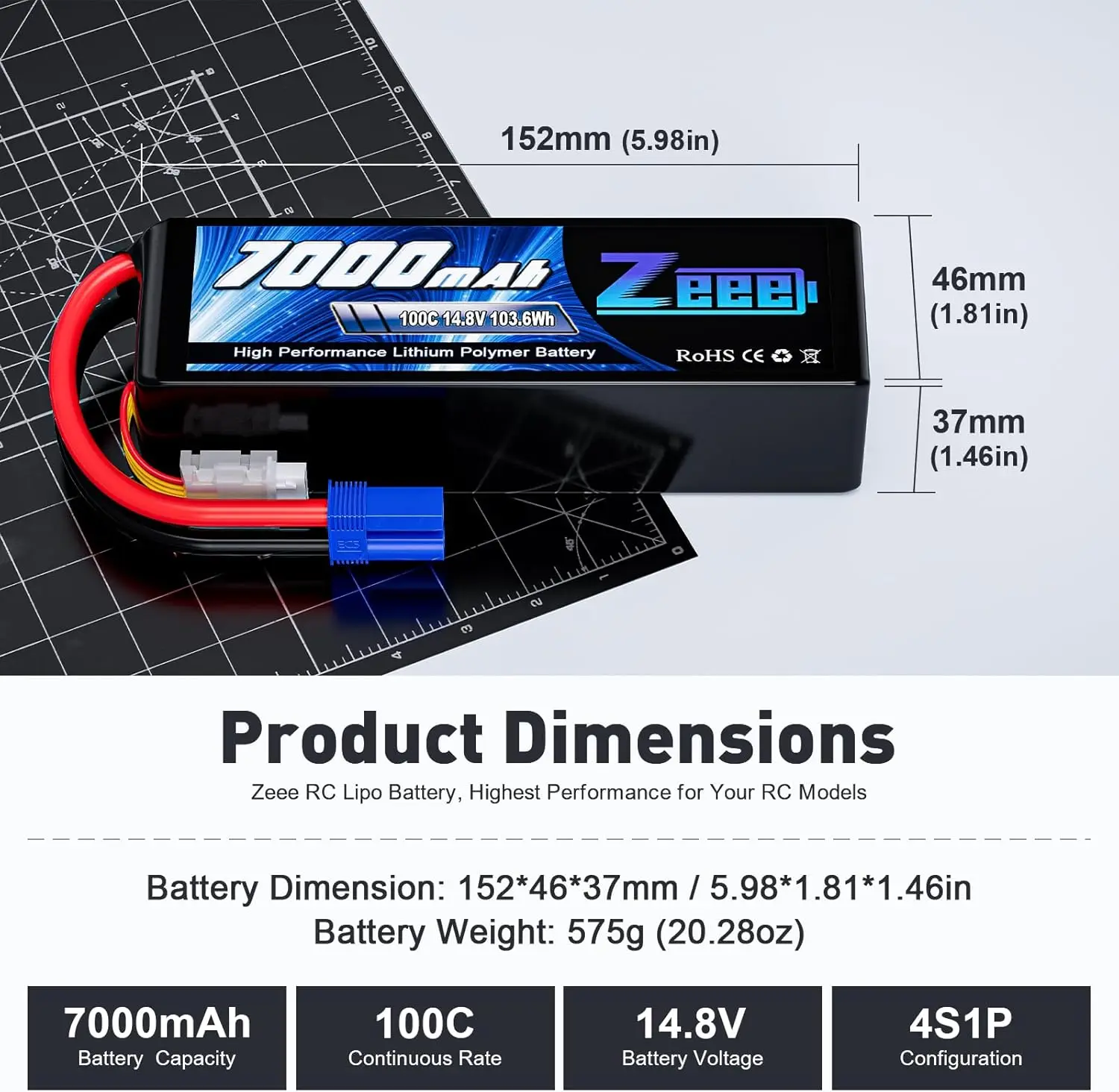 Zeee 4S 7000mAh FPV Drone Lipo - 6S Lipo Battery 22.2V 5000Mah recensie en prijs