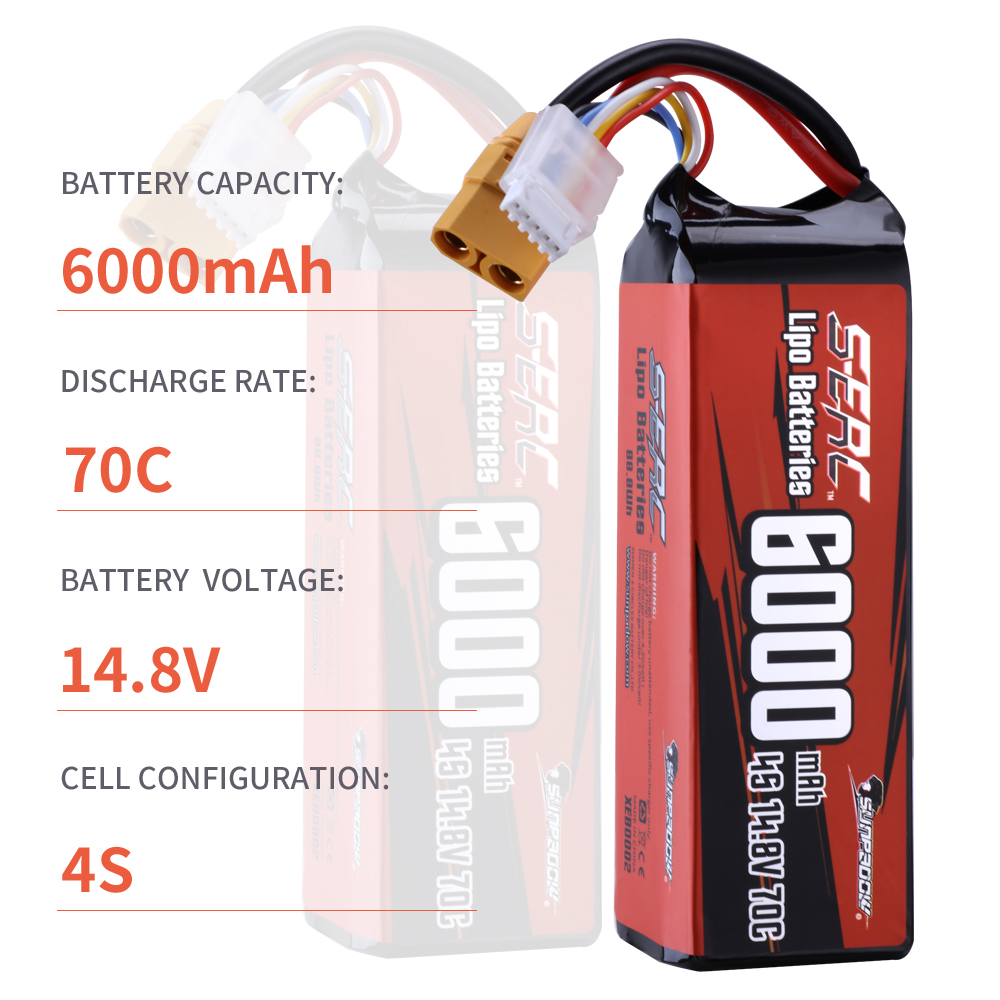 Sunpadow 4S Lipo Batterij Voor - 4S Lipo Battery 14.8V 6000Mah recensie en prijs