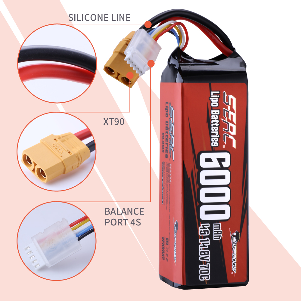 Sunpadow 4S Lipo Batterij Voor - 4S Lipo Battery 14.8V 6000Mah recensie en prijs